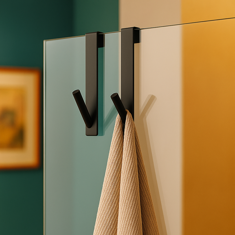 Toalheiro de Aço Inoxidável para Porta de Vidro