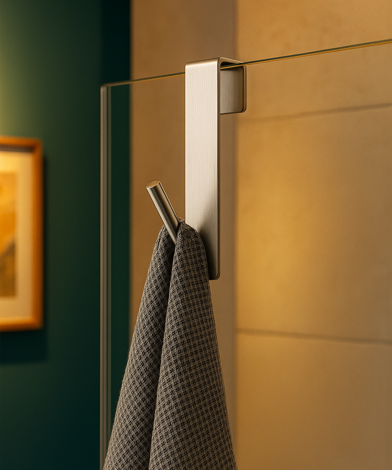 Toalheiro de Aço Inoxidável para Porta de Vidro